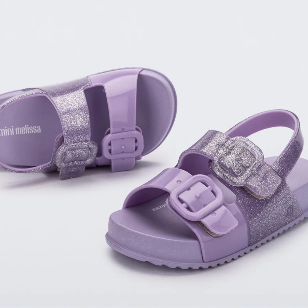Mini Melissa Kids Sparkly Lavender Sandals Baby Size 6